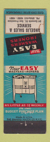 Matchbook Cover - Easy Washers Ironers Angelis Sales San Francisco CA WEAR