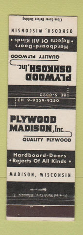 Matchbook Cover - Plywood Oshkosh WI