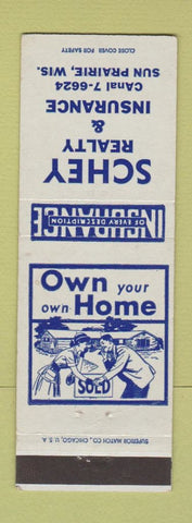 Matchbook Cover - Schey Real Estate Insurance Sun Prairie WI