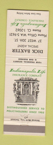 Matchbook Cover - Dick Baxter Insurance Indianapolis Life