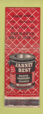 Matchbook Cover - Janney Best Paint Verne Ilten Hardware Cedar Rapids IA WORN