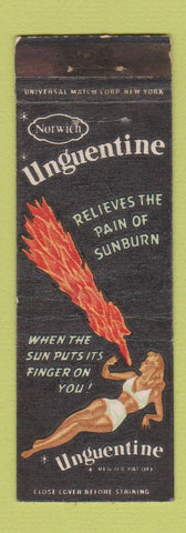 Matchbook Cover - Unguentine Sun Burn Relief girlie WEAR