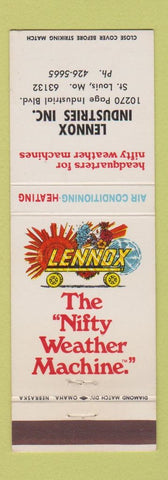 Matchbook Cover - Lennox Heating Air Conditioning St Louis MO