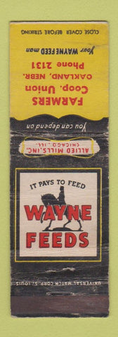 Matchbook Cover - Wayne Feeds Farmers COOP Oakland NE low phone # WORN