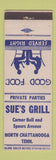 Matchbook Cover - Sue's Grill North Chattanooga TN
