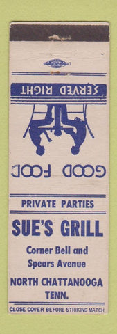 Matchbook Cover - Sue's Grill North Chattanooga TN