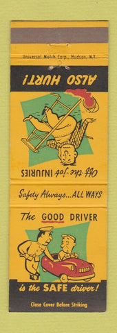 Matchbook Cover - Safety Driving Injuries