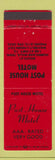Matchbook Cover - Post House Motel Hurricane Mills TN
