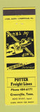 Matchbook Cover - Potter Freight Lines Crossville TN