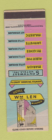 Matchbook Cover - Hotel Wm Len Memphis TN Southwest Hotels