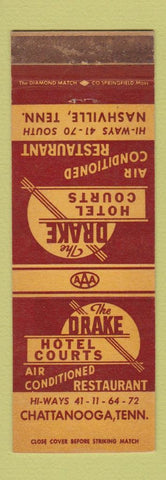 Matchbook Cover - Drake Hotel Courts Chattanooga TN Nashville TN WEAR