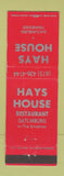 Matchbook Cover - Hays House Gatlinburg TN