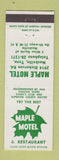 Matchbook Cover - Maple Motel Restaurant Nashville TN