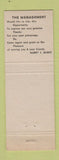 Matchbook Cover - Maple Motel Restaurant Nashville TN