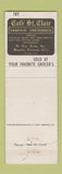Matchbook Cover - Cafe St Clair Memphis TN WEAR