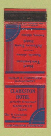 Matchbook Cover - Clarkston Hotel Nashville TN Anniston Huntsville AL WEAR