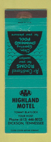 Matchbook Cover - Highland Motel Dickson TN