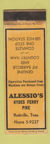 Matchbook Cover - Alessio's BBQ oil gas Nashville TN WORN
