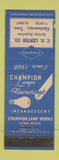 Matchbook Cover - Champion Light Bulbs CD Genter Chattanooga TN