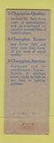 Matchbook Cover - Champion Light Bulbs CD Genter Chattanooga TN