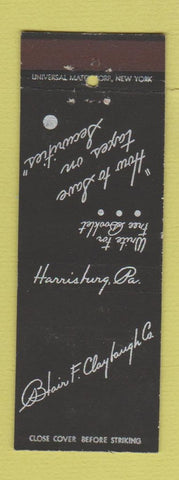 Matchbook Cover - Blair Claybaugh Investments? Harrisburg PA