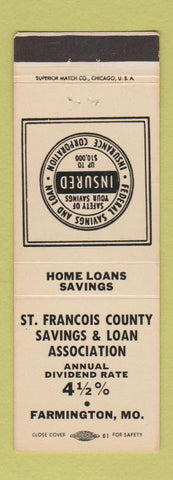 Matchbook Cover - St Francois County Savings and Loan Farmington MO
