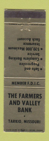 Matchbook Cover - Farmers and Valley Bank Tarkio MO WEAR