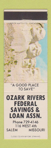 Matchbook Cover - Ozark Rivers Federal Savings and Loan Salem MO