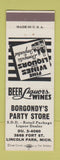 Matchbook Cover - Borgondy's Party Store Liquor Lincoln Park MI