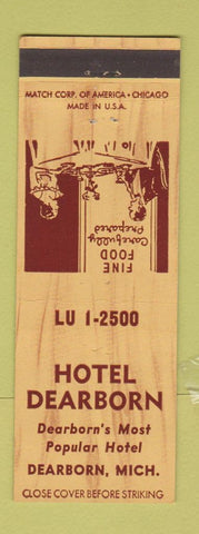 Matchbook Cover - Hotel Dearborn MI