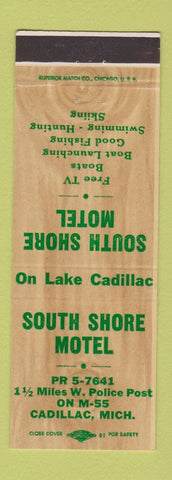 Matchbook Cover - South Shore Motel Cadillac MI