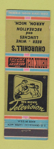 Matchbook Cover - Churchill's Recreation Akron MI boxing