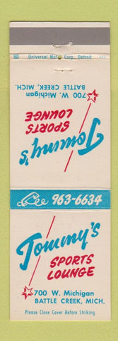 Matchbook Cover - Tommy's Sports Lounge Battle Creek MI