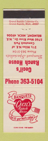 Matchbook Cover - Cecil's Ranch House Restaurant Belmont MI