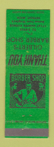 Matchbook Cover - Gilbert's Barber Shop Detroit MI