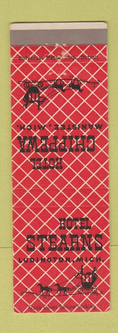 Matchbook Cover - Hotel Stearns Ludington MI Hotel Chippewa Manistee MI
