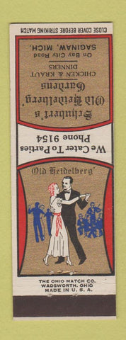 Matchbook Cover - Schubert's Old Heidelberg Gardens Saginaw MI