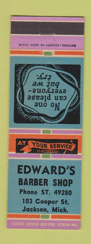 Matchbook Cover - Edward's Barber Shop Jackson MI