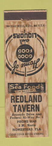 Matchbook Cover - Redland Tavern Homestead FL