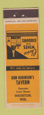Matchbook Cover - Don Robinson's Tavern Wauston WI