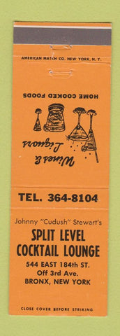Matchbook Cover - Split Level Cocktail Lounge Bronx New York City NY