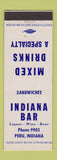 Matchbook Cover - Indiana Bar Peru IN