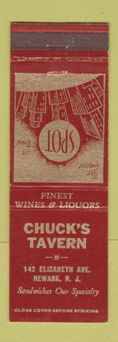 Matchbook Cover - Chuck's Tavern Newark NJ bar
