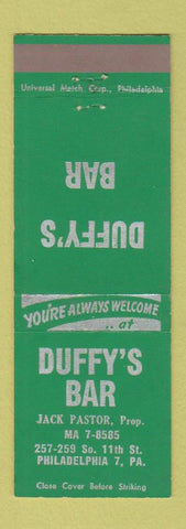 Matchbook Cover - Duffy's Bar Philadelphia PA Jack Pastor