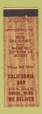 Matchbook Cover - California Bar Omaha NE
