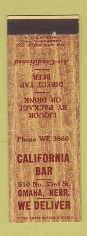 Matchbook Cover - California Bar Omaha NE