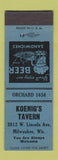Matchbook Cover - Koenig's Tavern Milwaukee WI