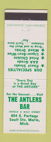 Matchbook Cover - The Antlers Bar Sault Ste Marie MI