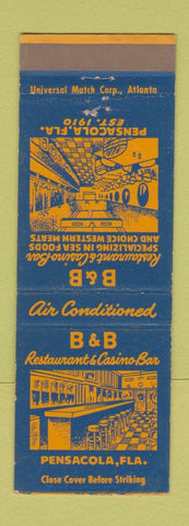 Matchbook Cover - B&B Restaurant Casino Bar Pensacola FL