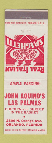 Matchbook Cover - John Aquino's Las Palmas Italian Restaurant Orlando FL